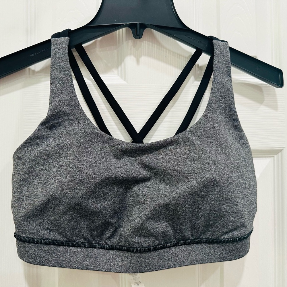 Lululemon: Energy Shibori Sports Bra, Black/Heather Gray, 10